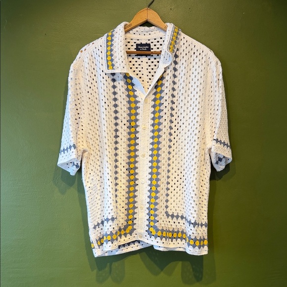 Abercrombie & Fitch Other - Abercrombie White Crochet Shirt with Yellow and Gray Details
